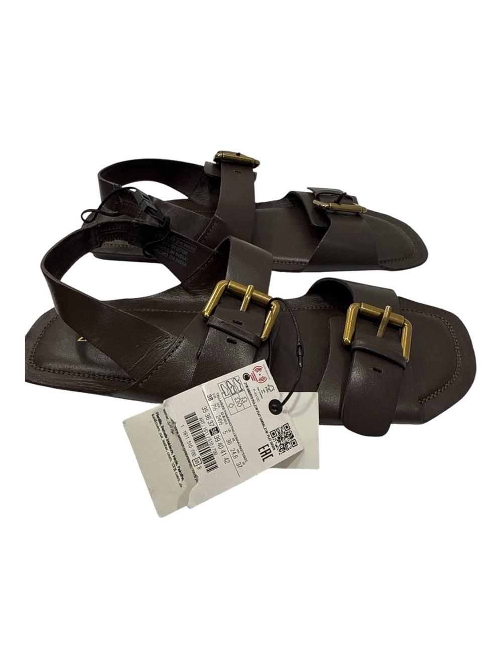 Zara LEATHER DOUBLE STRAP BAREFOOT SANDALS size 38 US 7.5 - Picture 5 of 9